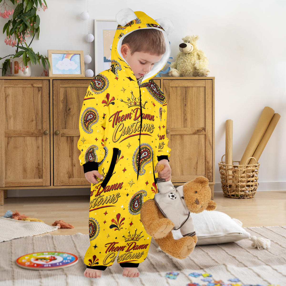 Kids One-Piece Zip Up Hooded Pajamas