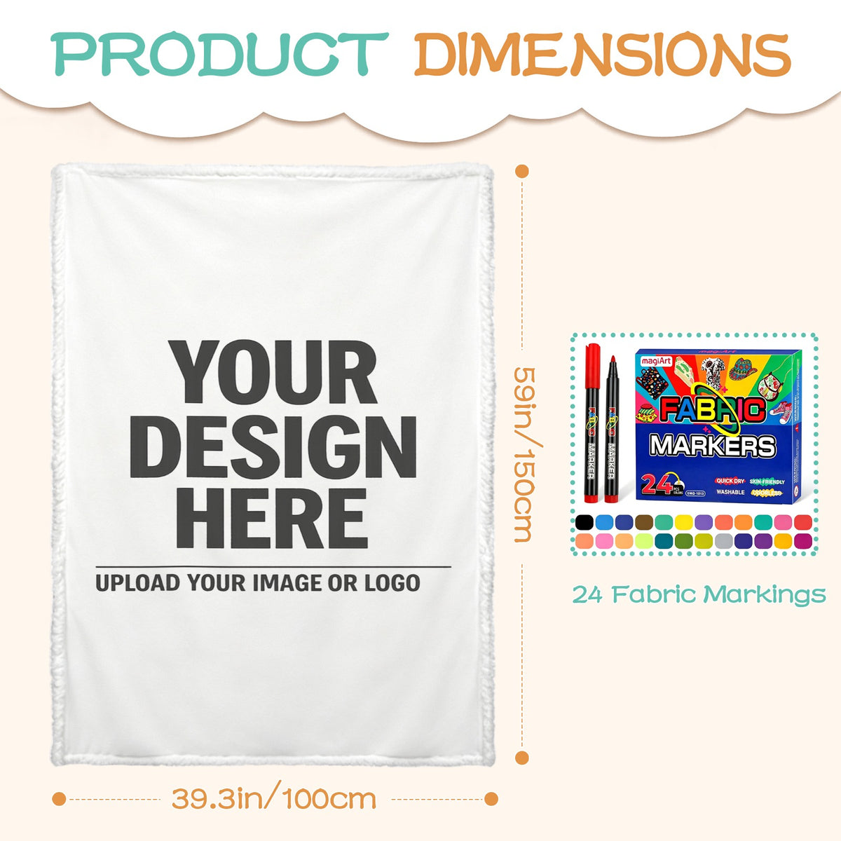 Doodle Blanket 100×150cm (24-Color Markers)
