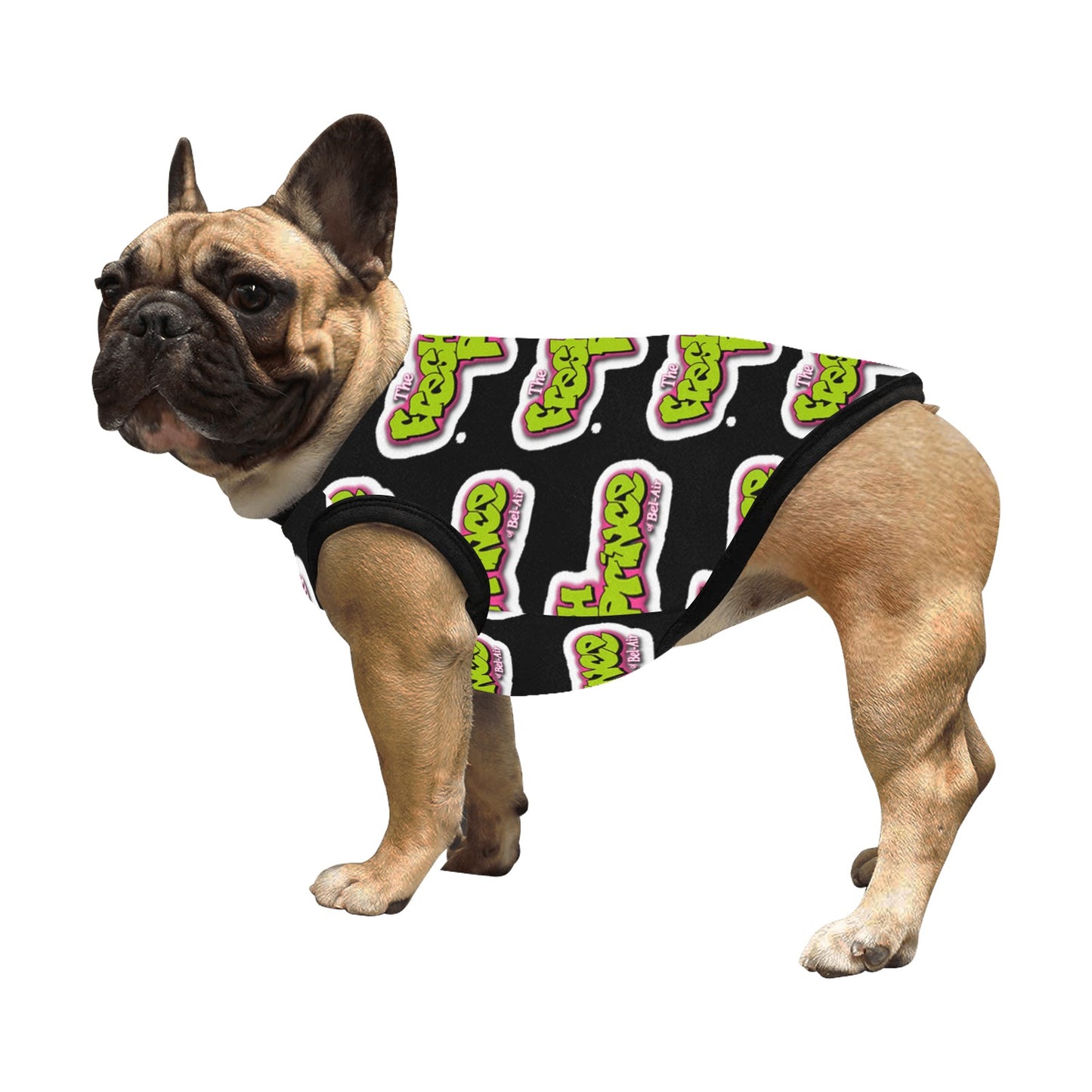 Camiseta sin mangas para mascotas con estampado completo (personalizada)