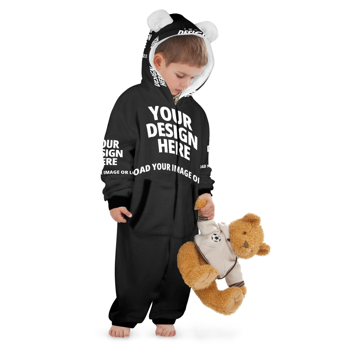 Kids One-Piece Zip Up Hooded Pajamas