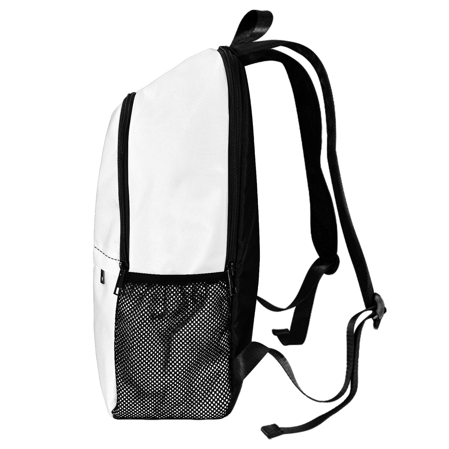 Fabric Backpack with Side Mesh Pockets (Black Straps)