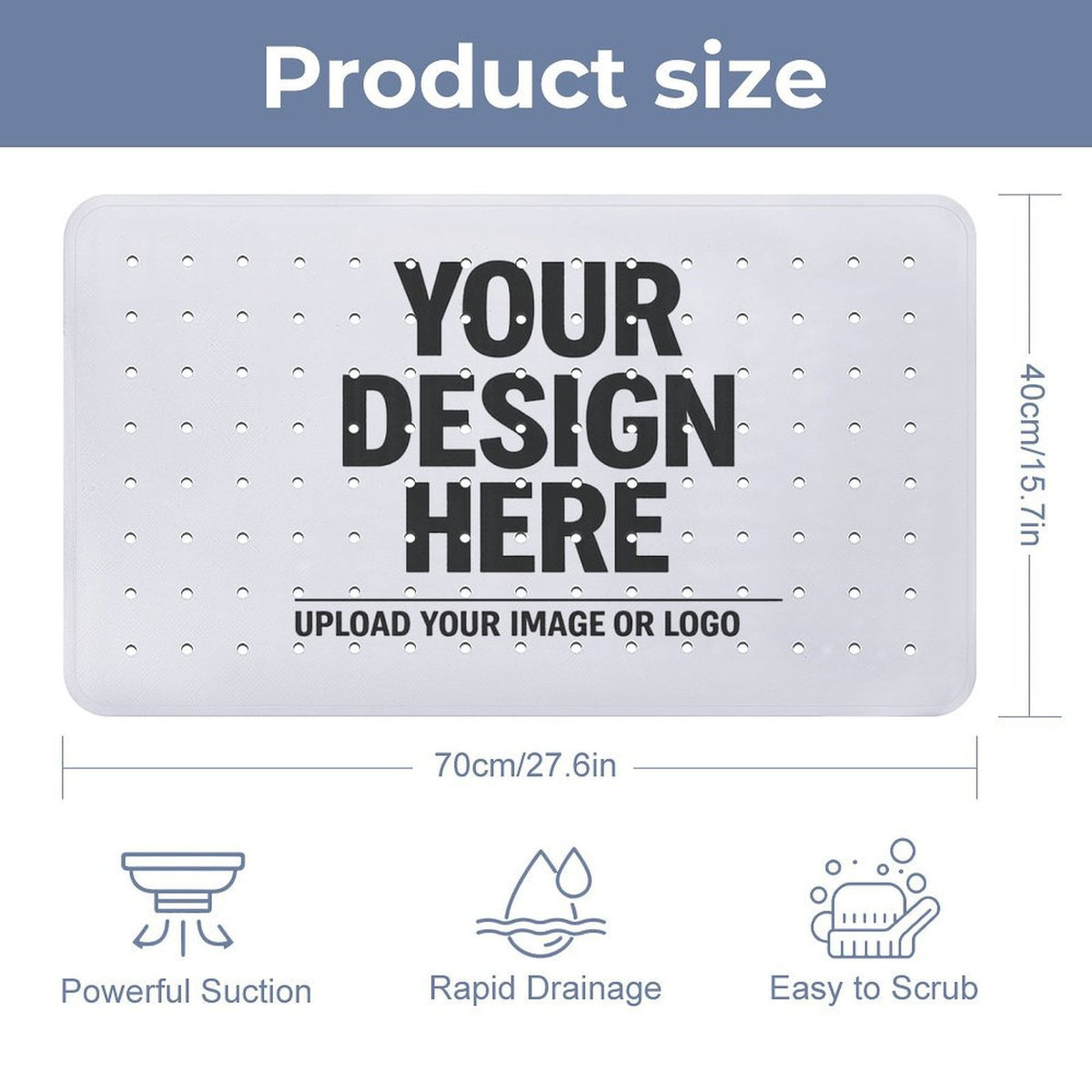 Bathroom Suction Cup Anti-slip Mat 70 x 40cm