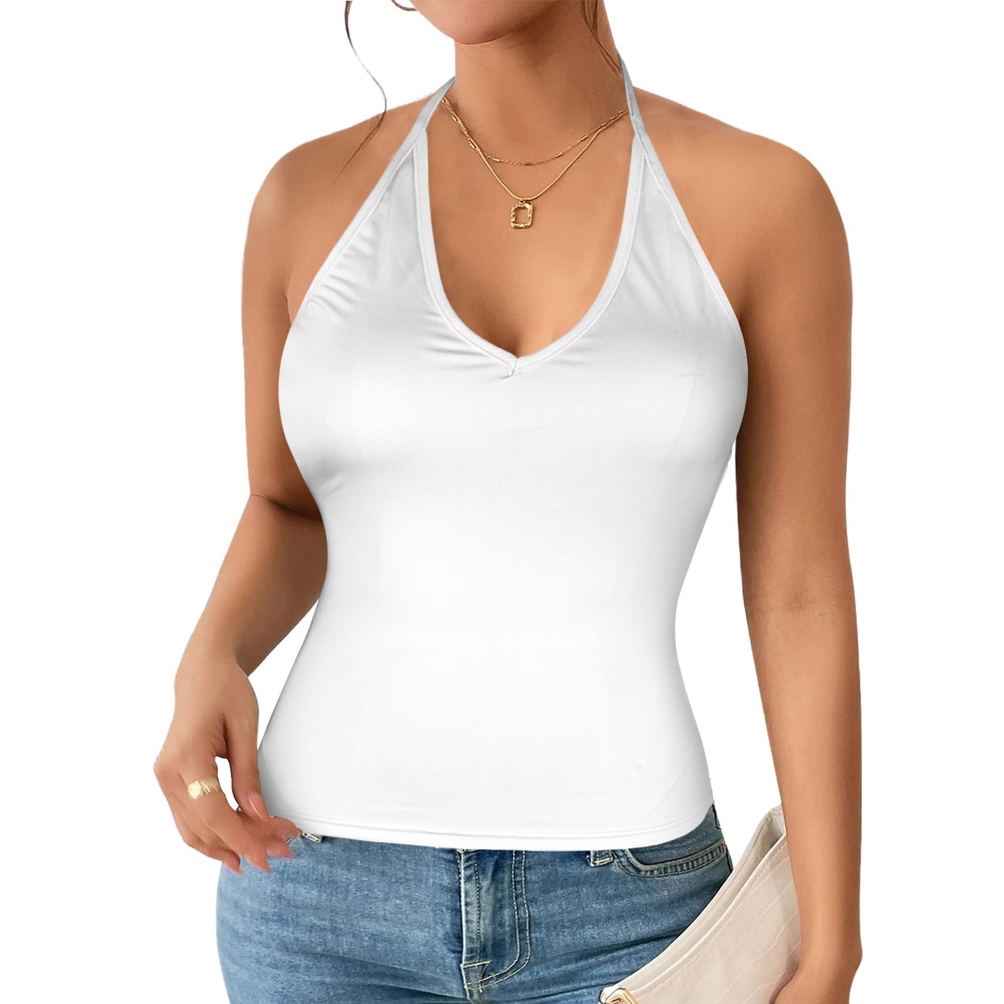 Women's V-Neck Halter Top