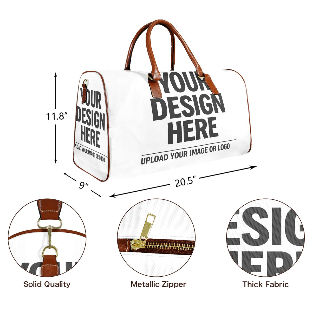 Waterproof Travel Bag (Brown Handles)
