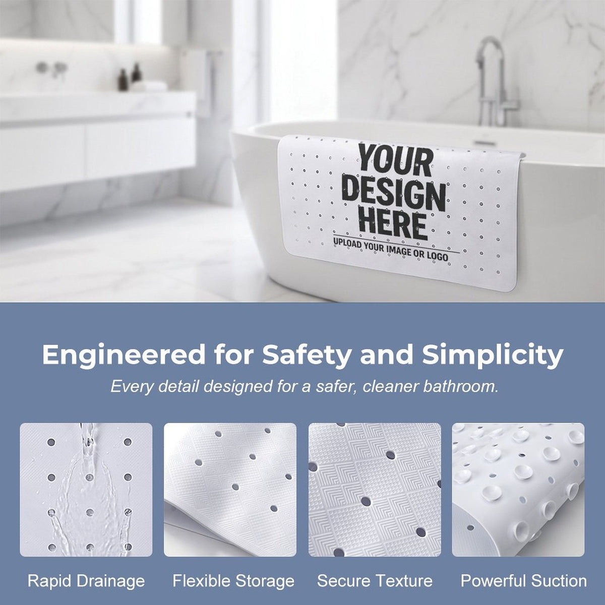 Bathroom Suction Cup Anti-slip Mat 70 x 40cm
