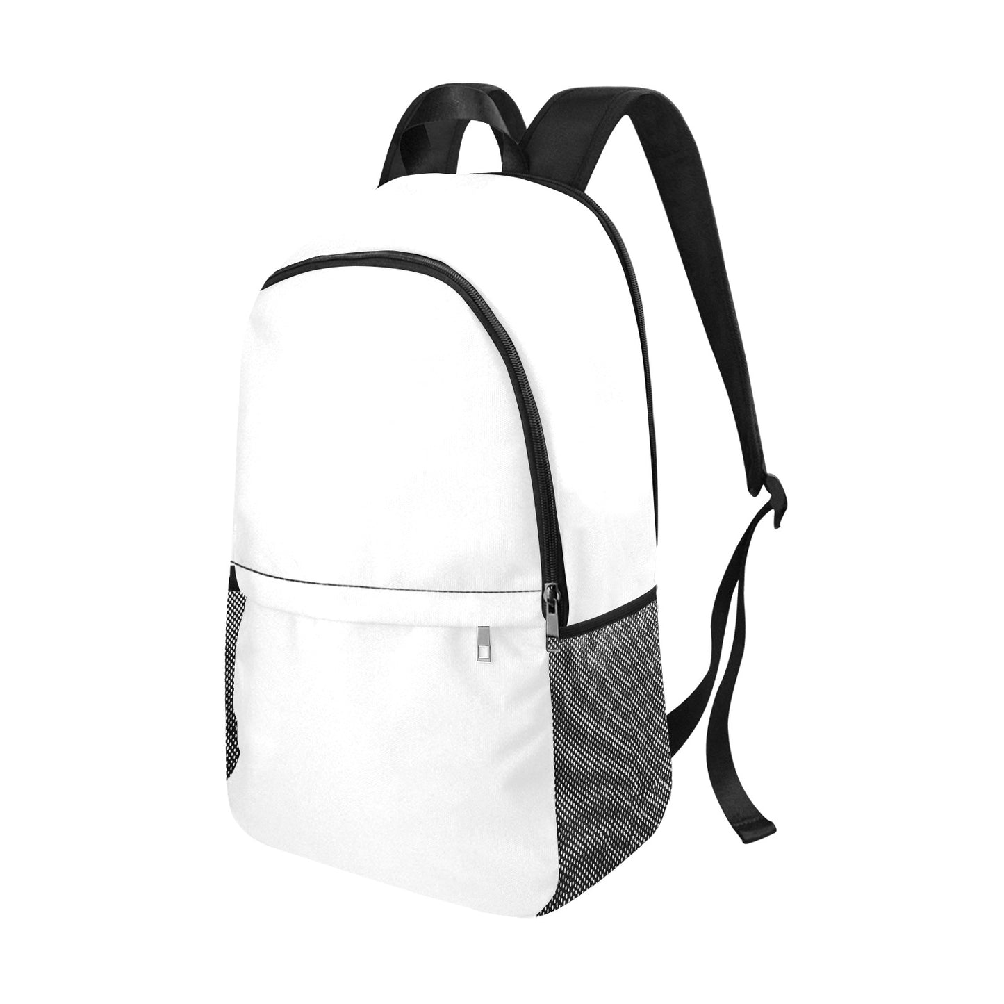 Fabric Backpack with Side Mesh Pockets (Black Straps)