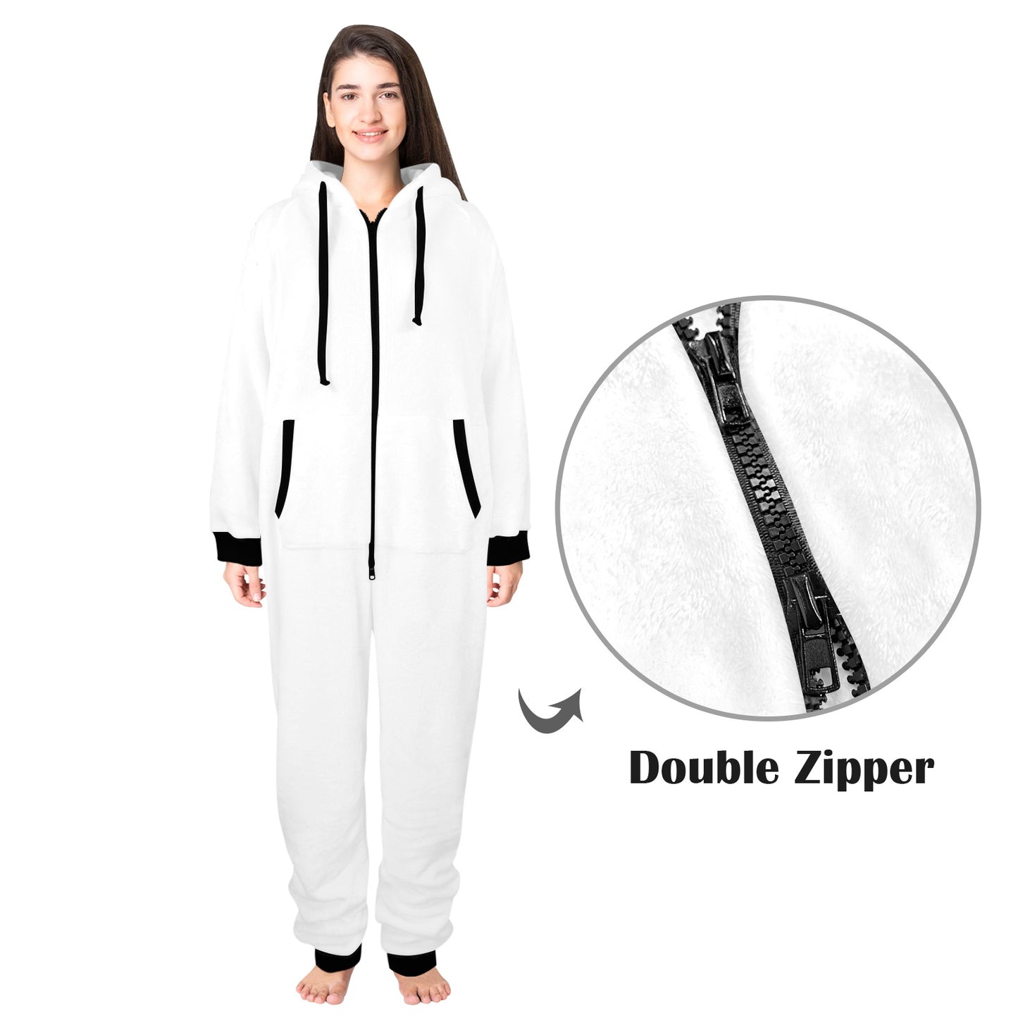 Unisex One-Piece Zip Up Hooded Pajamas