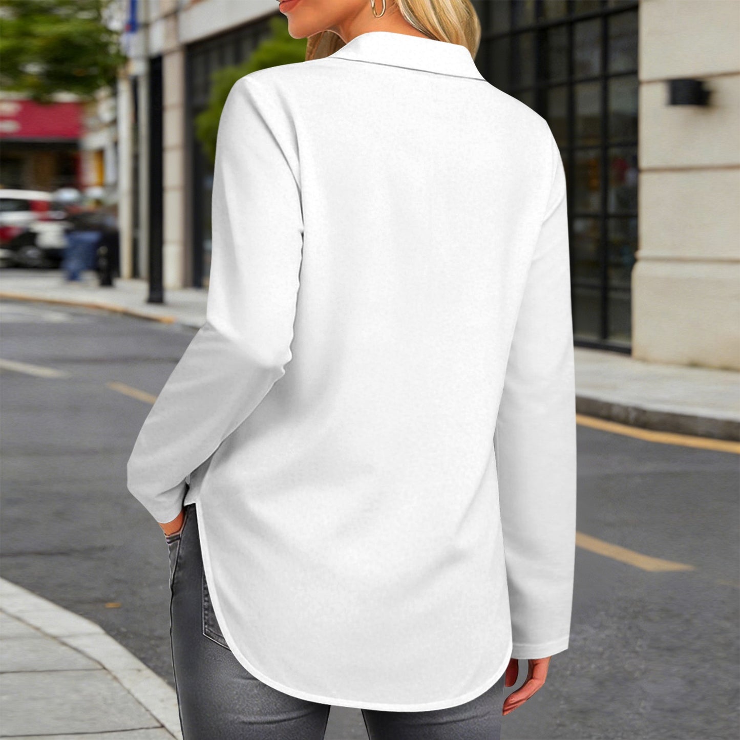 Women's Long Sleeve Curved Hem Shirt