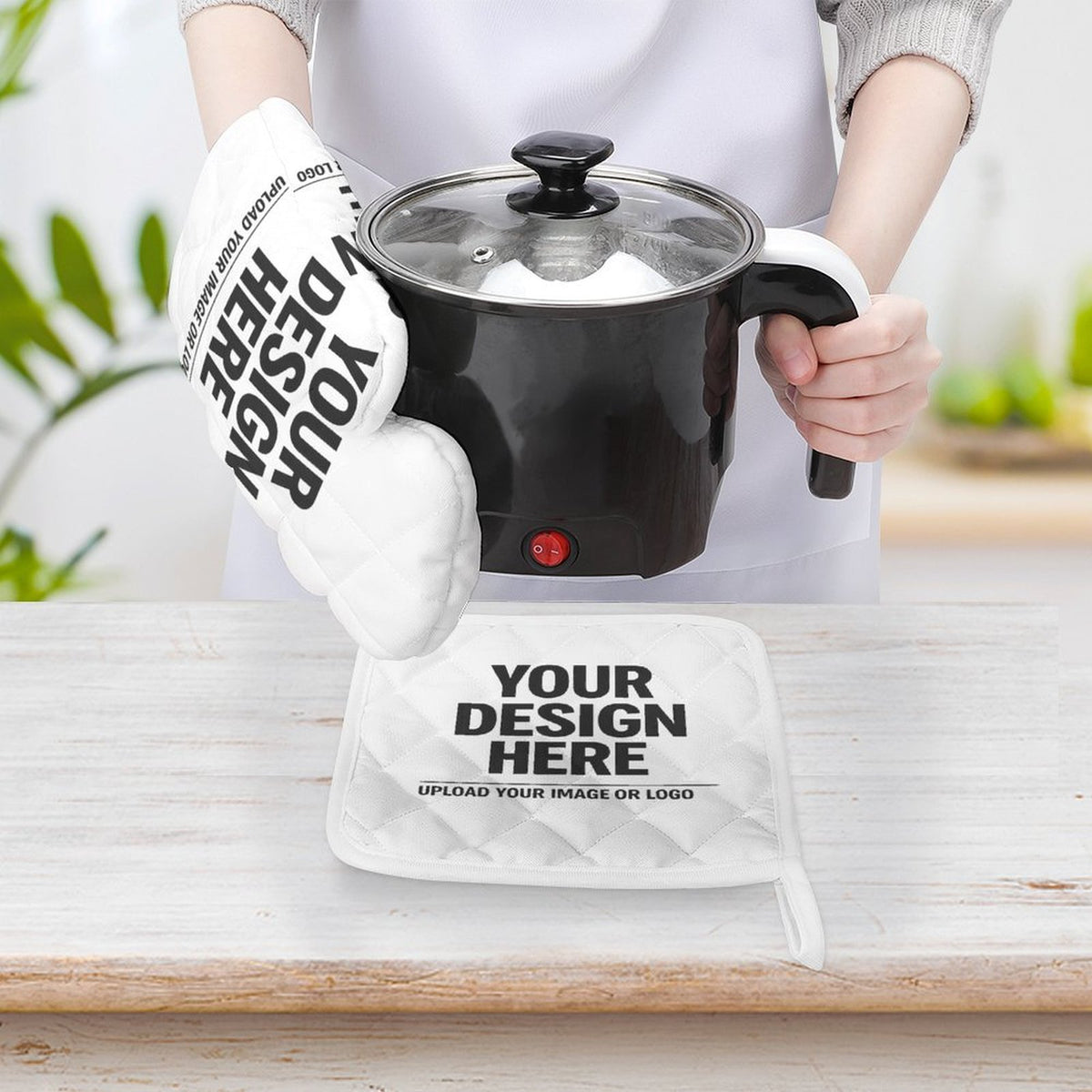 Heat Resistant Oven Mitt With Pot Holder