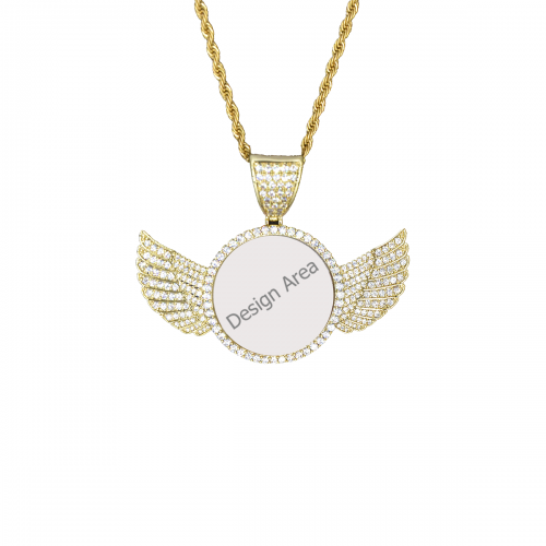 Gold Pendant with Wings