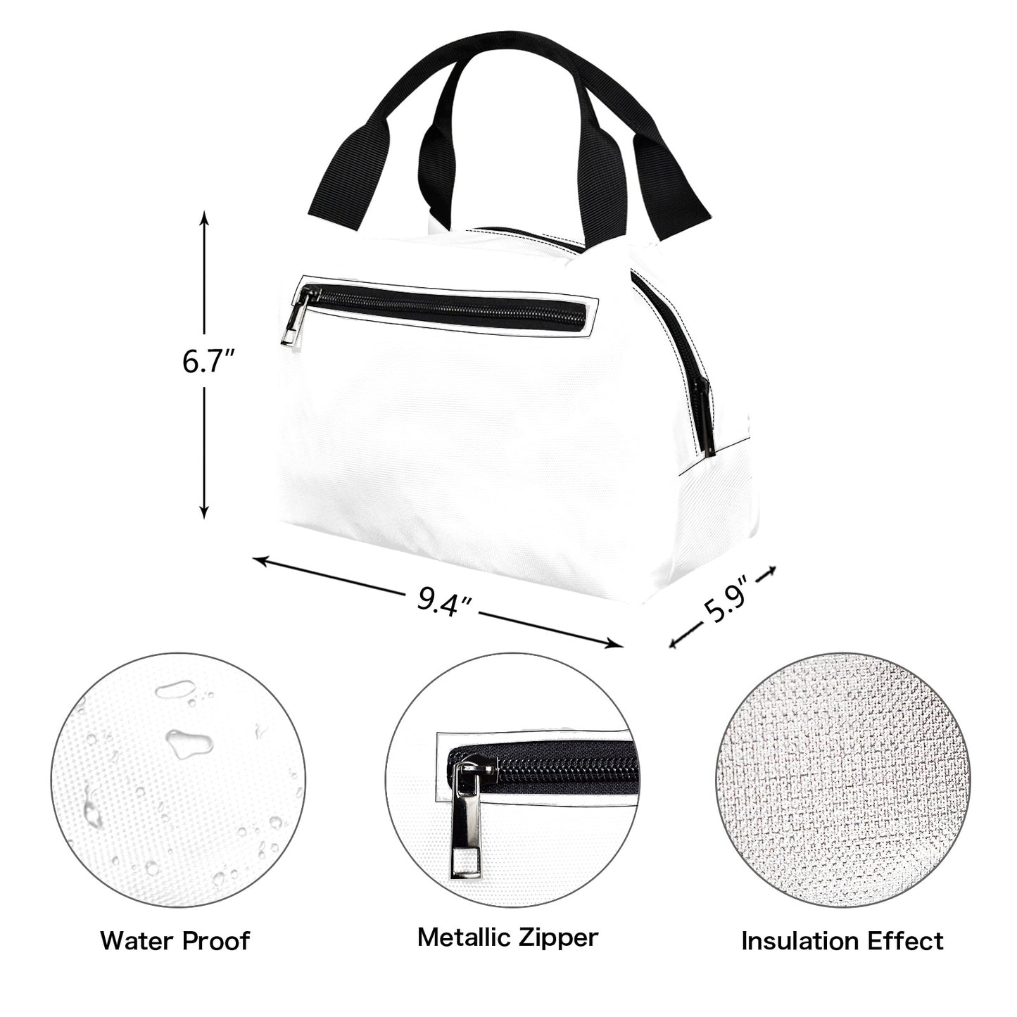 Portable Lunch Bag-Black Handle