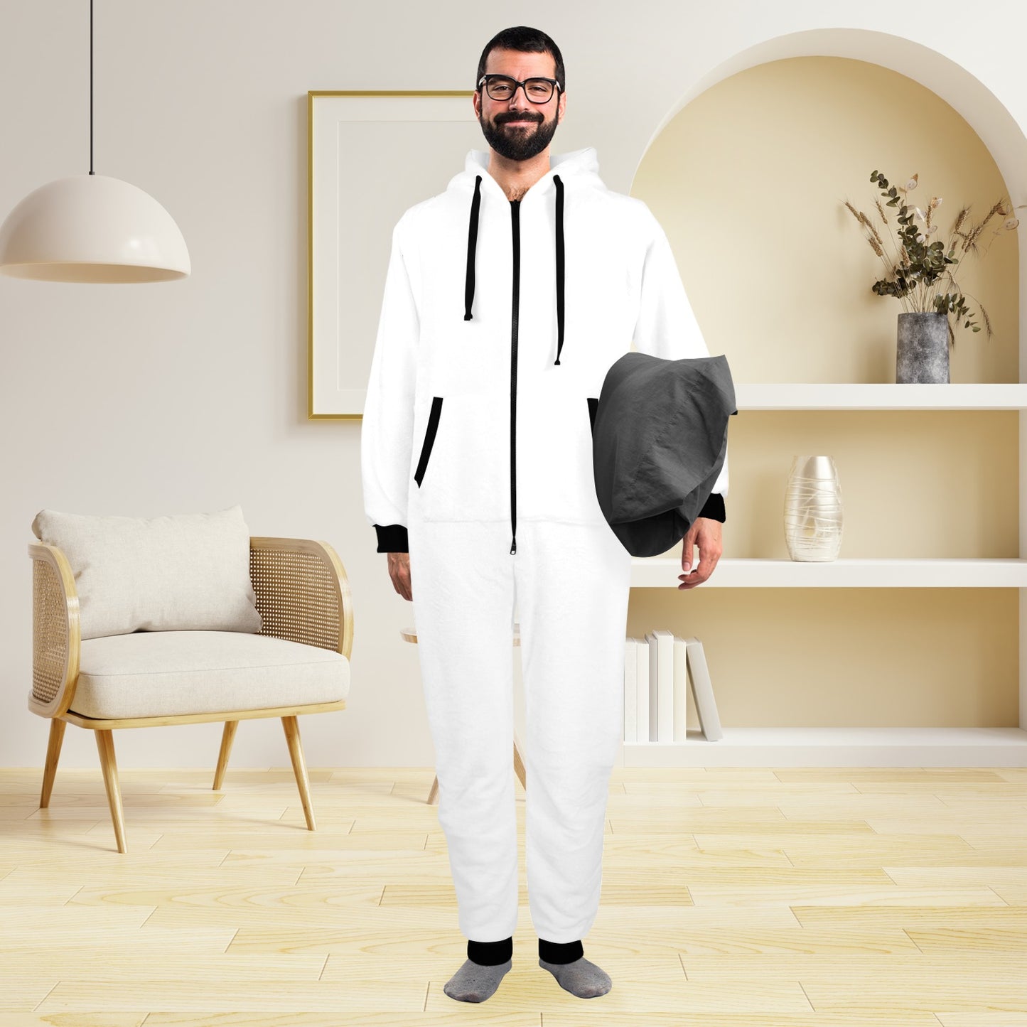 Unisex One-Piece Zip Up Hooded Pajamas