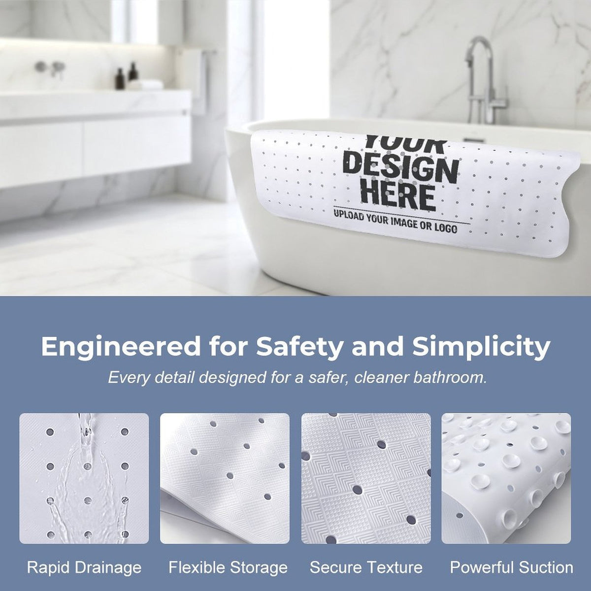 Bathroom Suction Cup Anti-slip Mat 100 x 40cm
