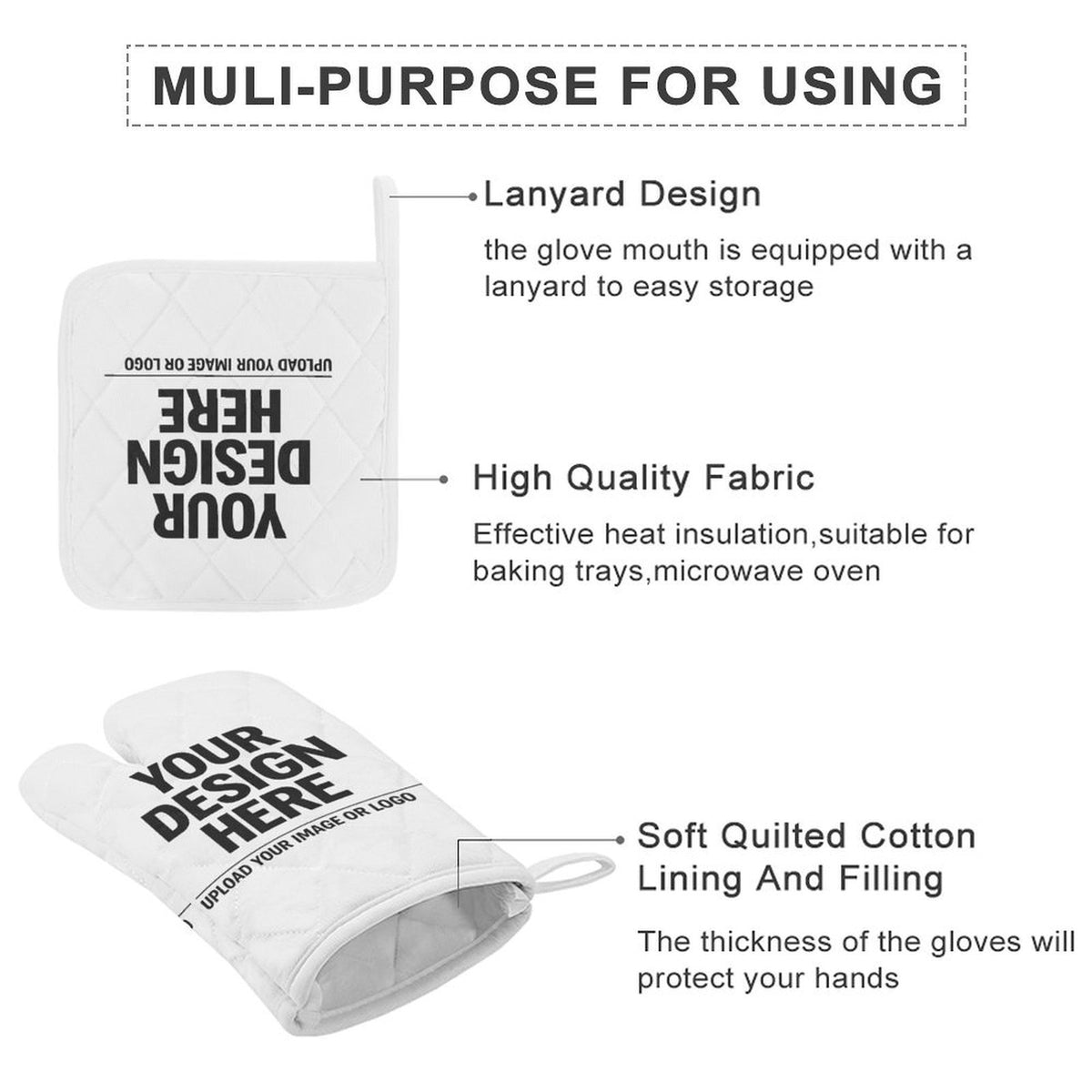 Heat Resistant Oven Mitt With Pot Holder