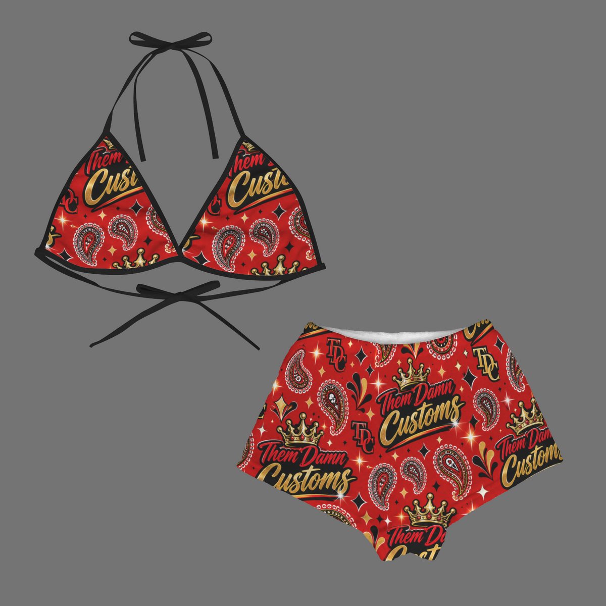 Women's Flannel Bikini Top & Shorts Pajamas