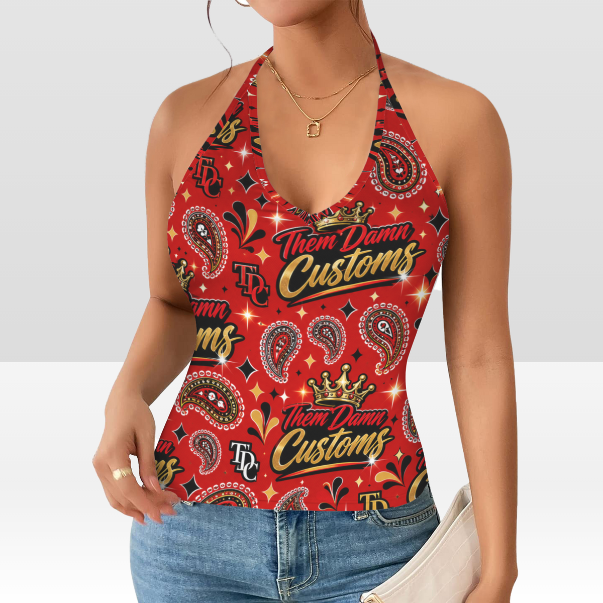 Women's V-Neck Halter Top