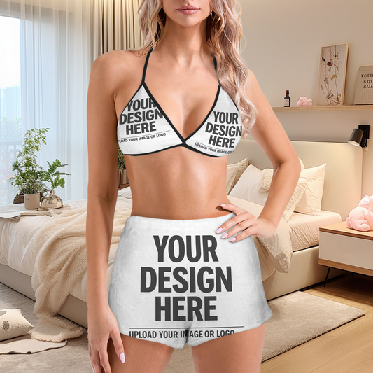 Women's Flannel Bikini Top & Shorts Pajamas