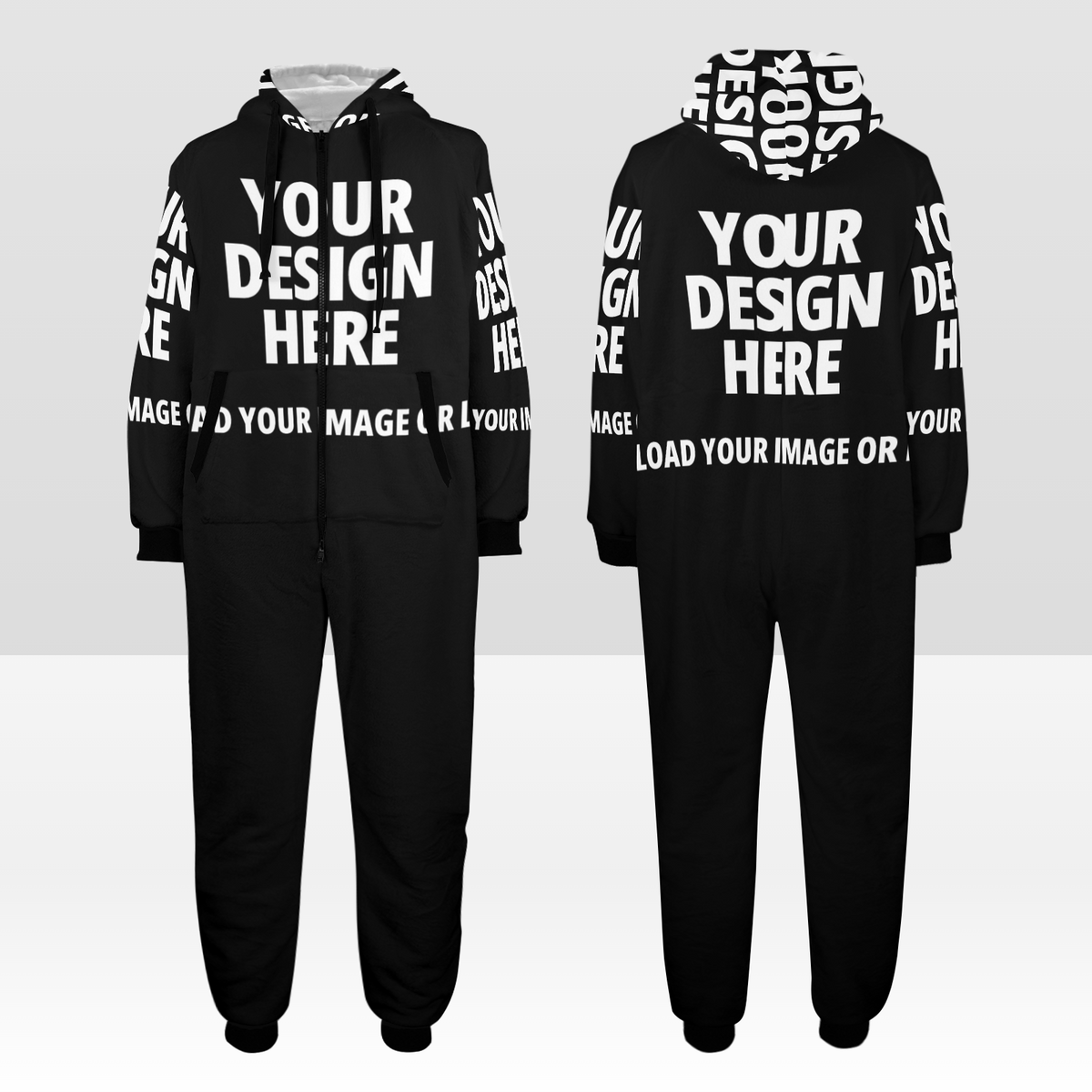 Unisex One-Piece Zip Up Hooded Pajamas