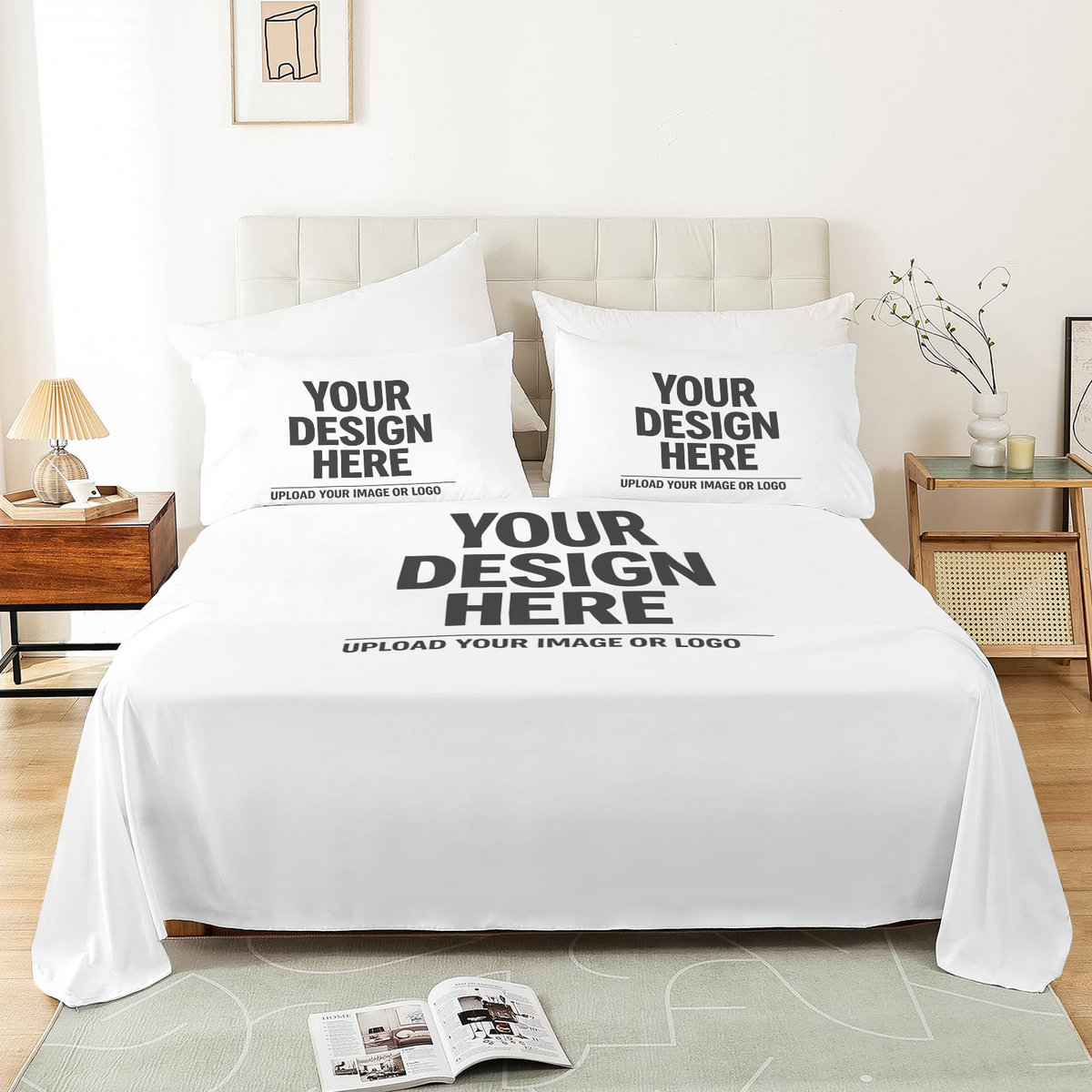 4-Piece Bedding Set with Blank Fitted