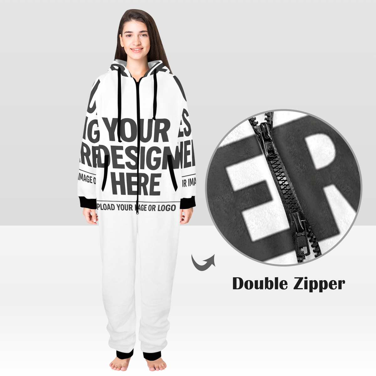 Unisex One-Piece Zip Up Hooded Pajamas