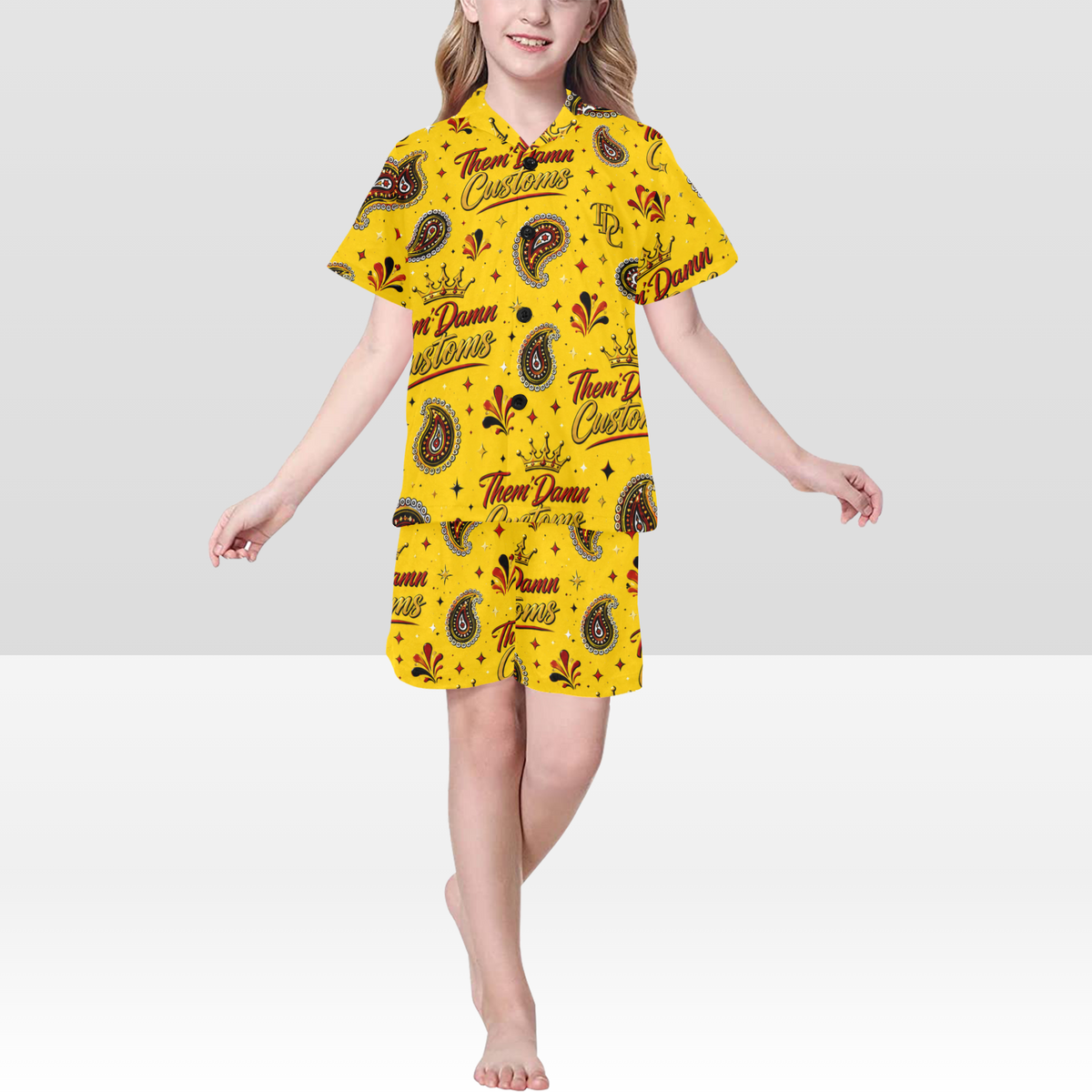 Big Kids' V-Neck Short Pajama Set