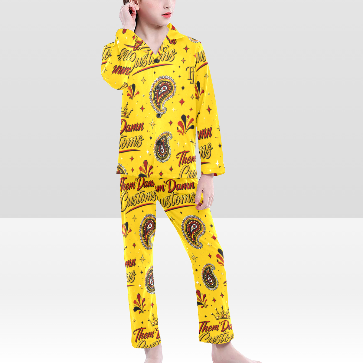 Big Kids V-Neck Long Pajama Set