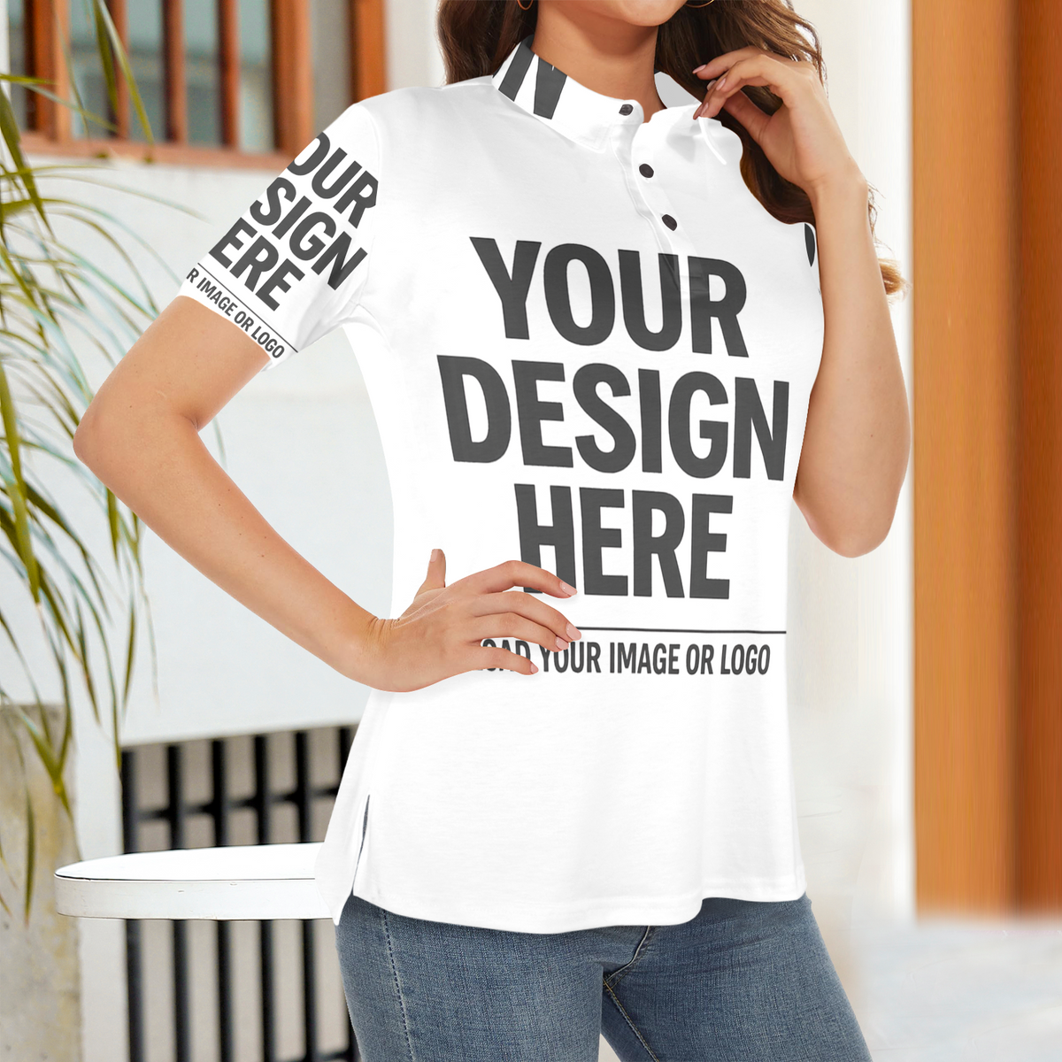 Women's All Over Print Polo Shirt