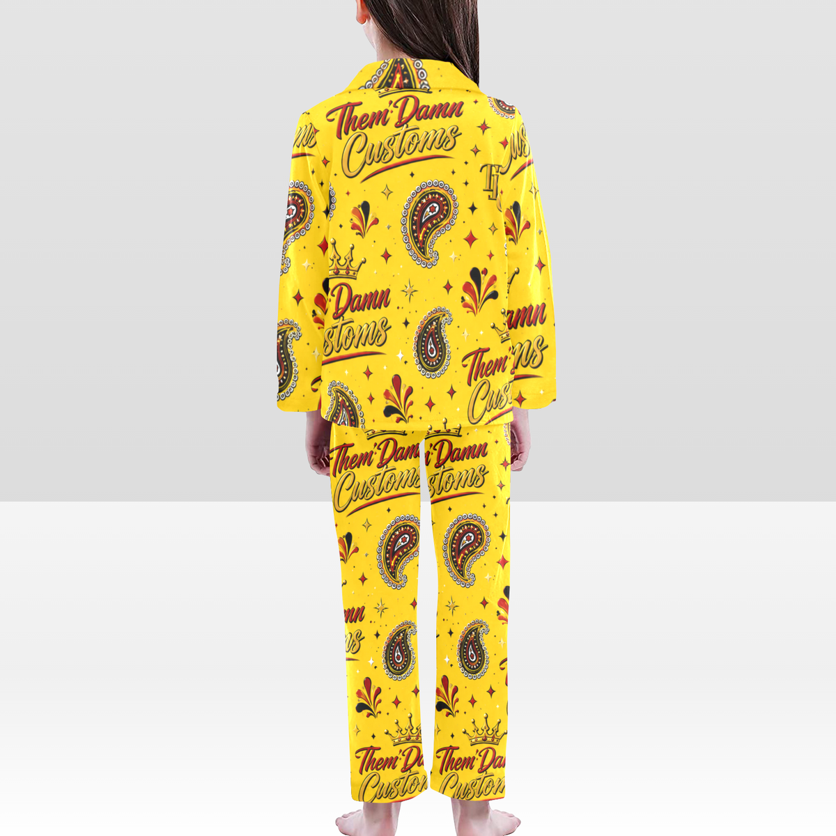 Big Kids V-Neck Long Pajama Set