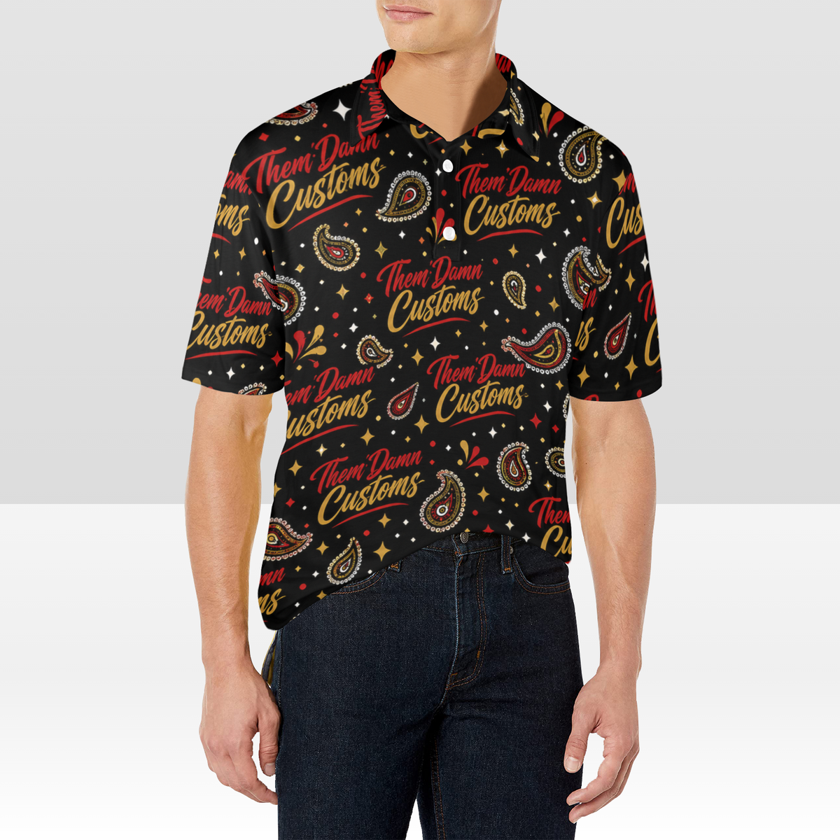 Men's All Over Print Polo Shirt