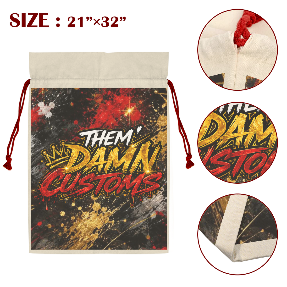 Santa Claus Drawstring Bag 21"x32" (Two Sides Printing)