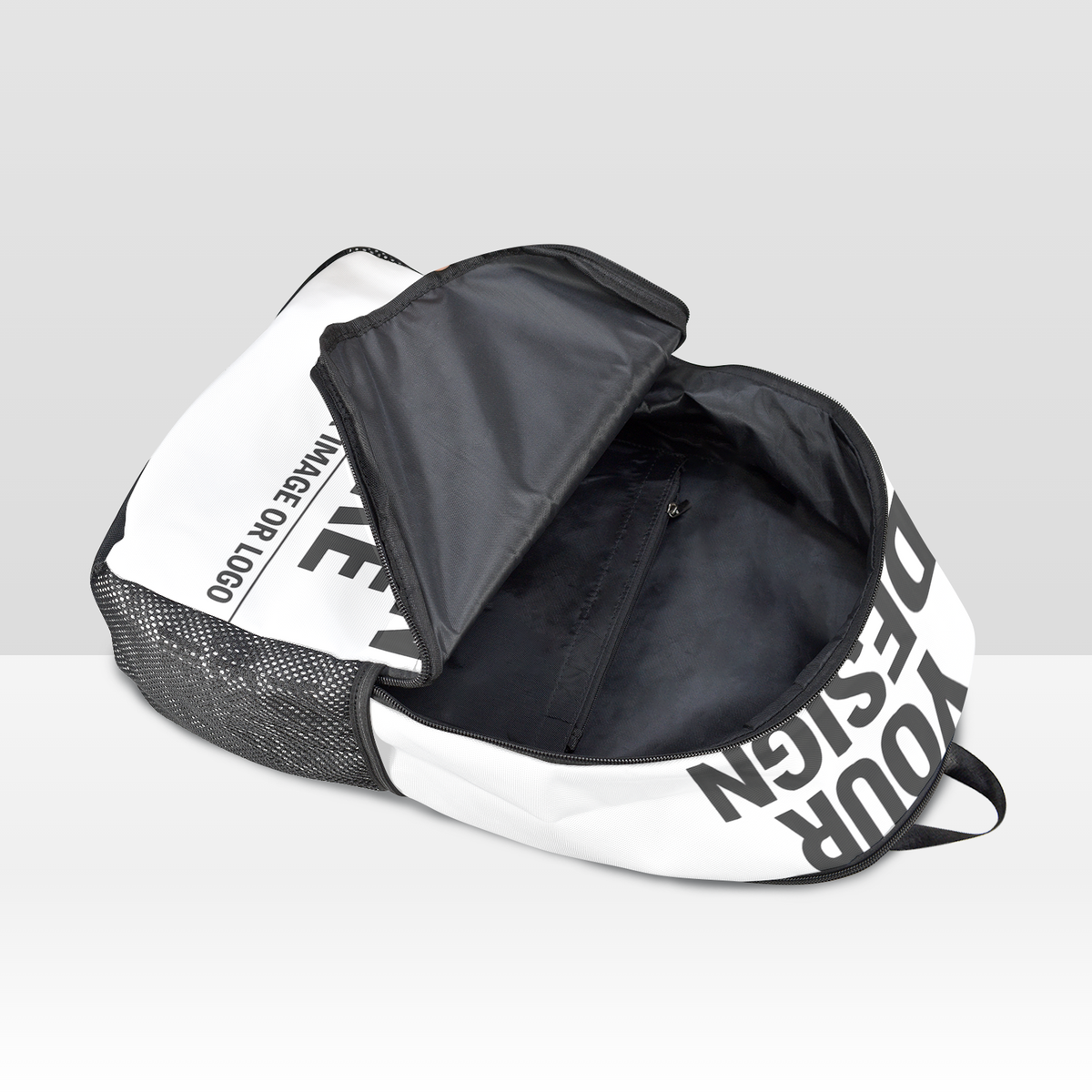 Fabric Backpack with Side Mesh Pockets (Black Straps)