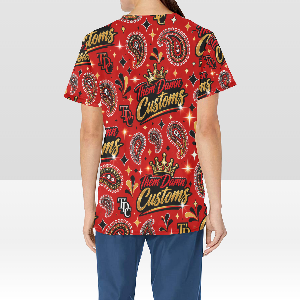 Women's All Over Print Scrub Top