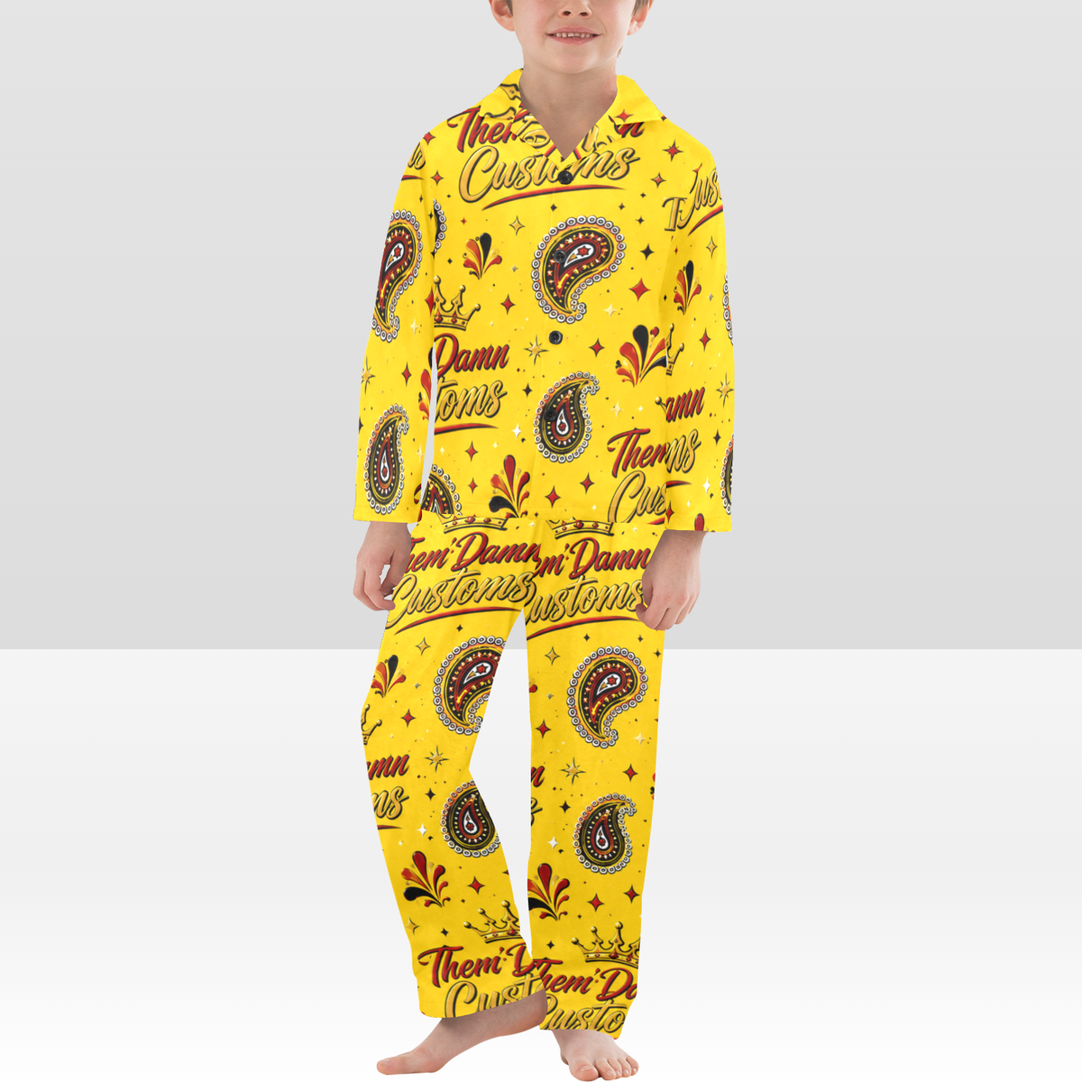 Big Kids V-Neck Long Pajama Set