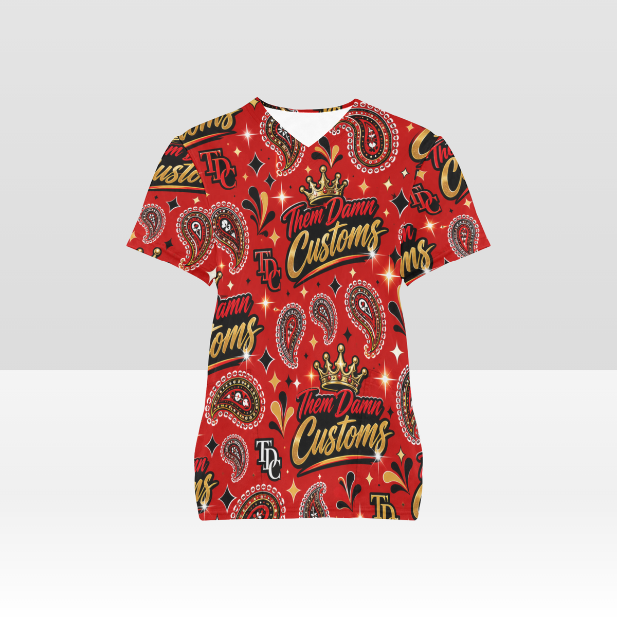 Women's All Over Print Scrub Top