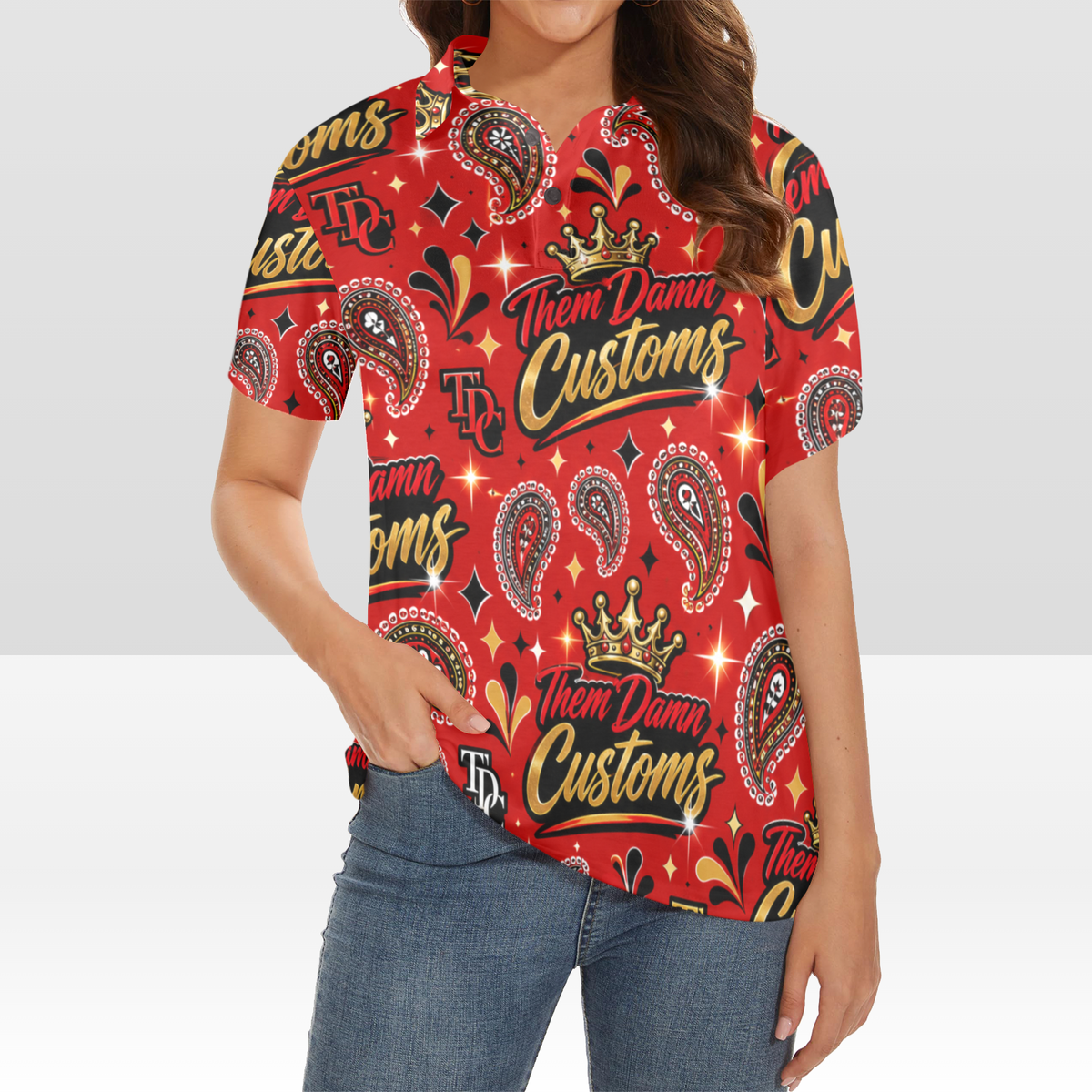 Women's All Over Print Polo Shirt