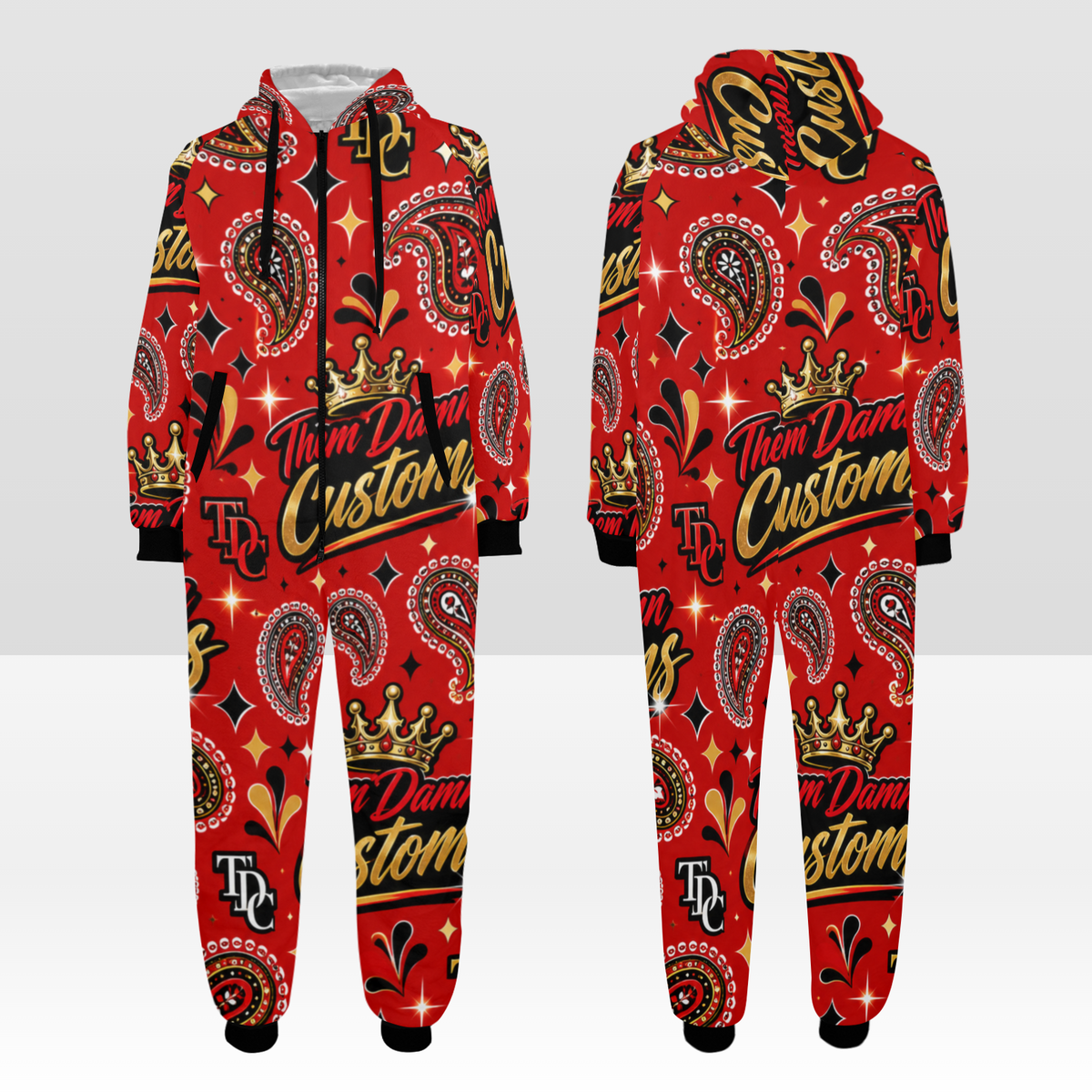 Unisex One-Piece Zip Up Hooded Pajamas