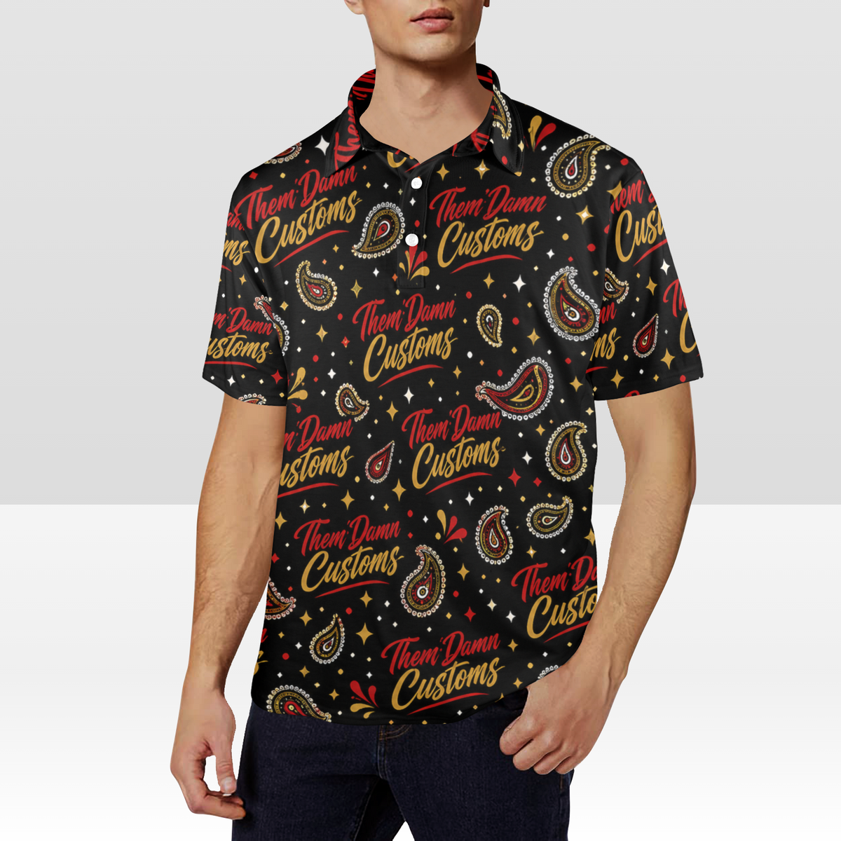 Men's All Over Print Polo Shirt