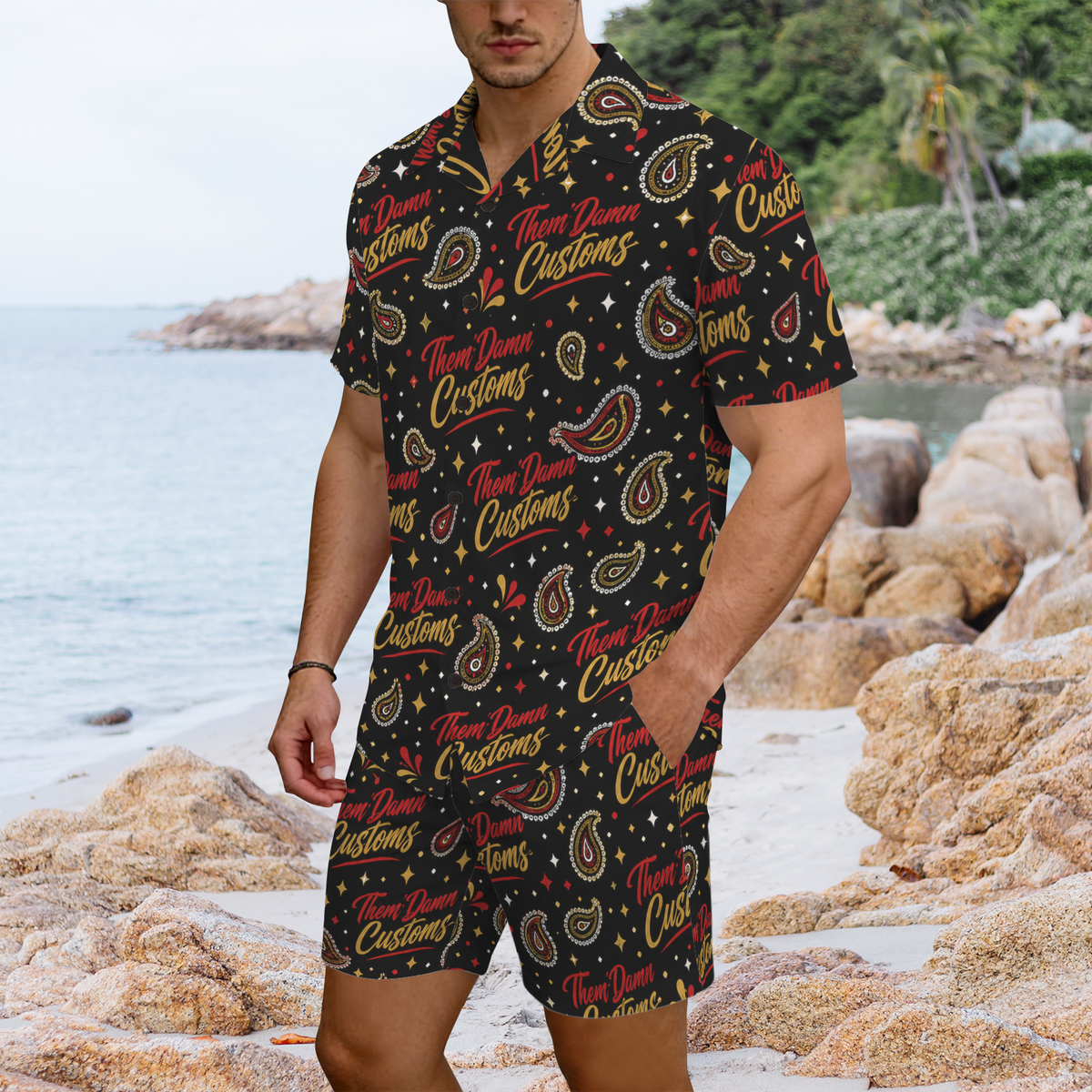 Men's Hawaiian Shirt & Shorts Set