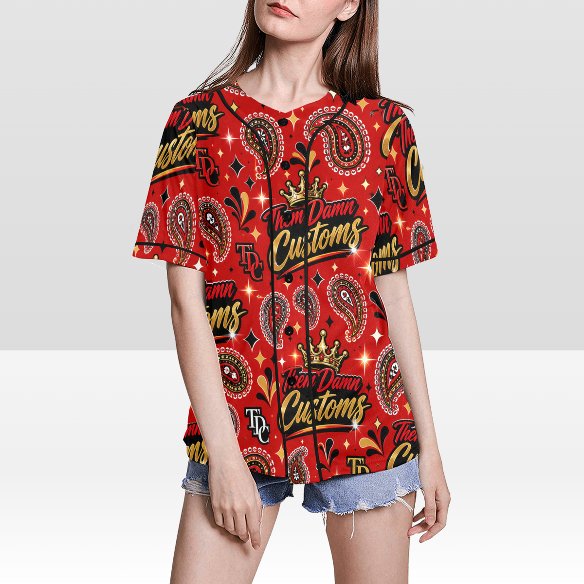 Women's All Over Print Baseball Jersey