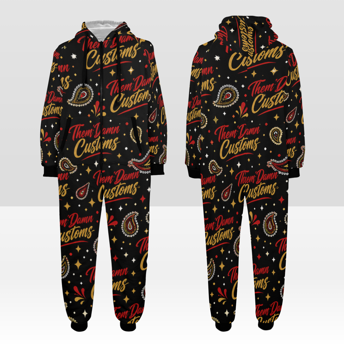 Unisex One-Piece Zip Up Hooded Pajamas