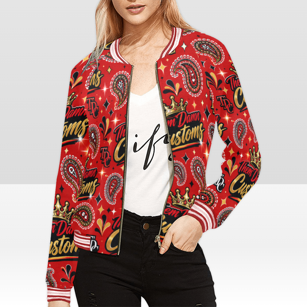 All Over Print Bomber Jacket for Women