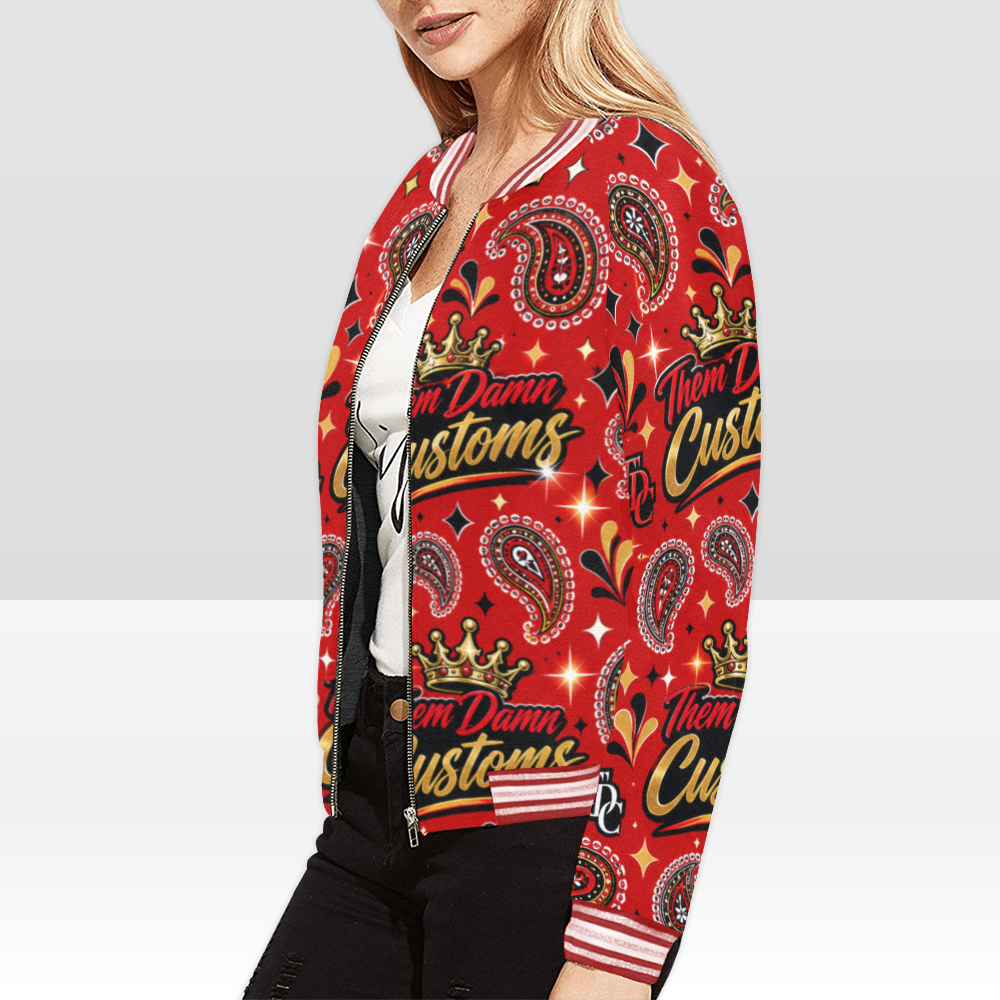 All Over Print Bomber Jacket for Women
