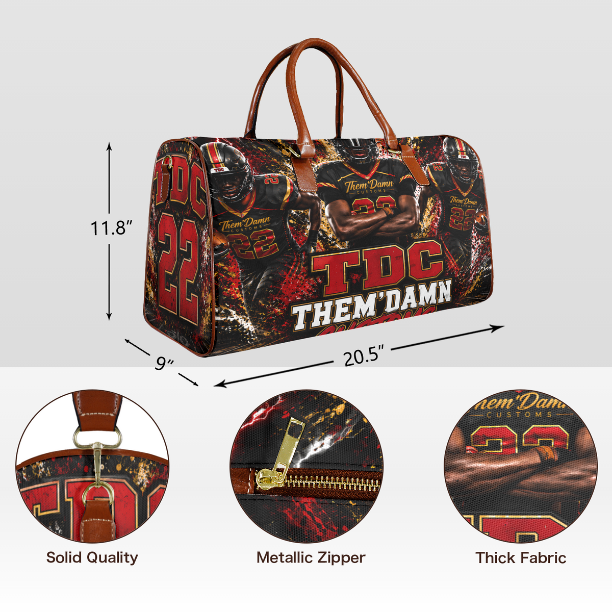 Waterproof Travel Bag (Brown Handles)