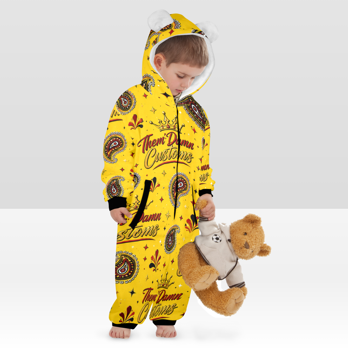 Kids One-Piece Zip Up Hooded Pajamas