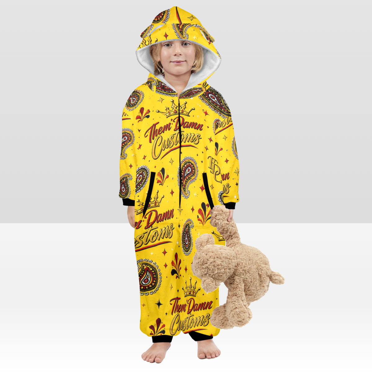 Kids One-Piece Zip Up Hooded Pajamas