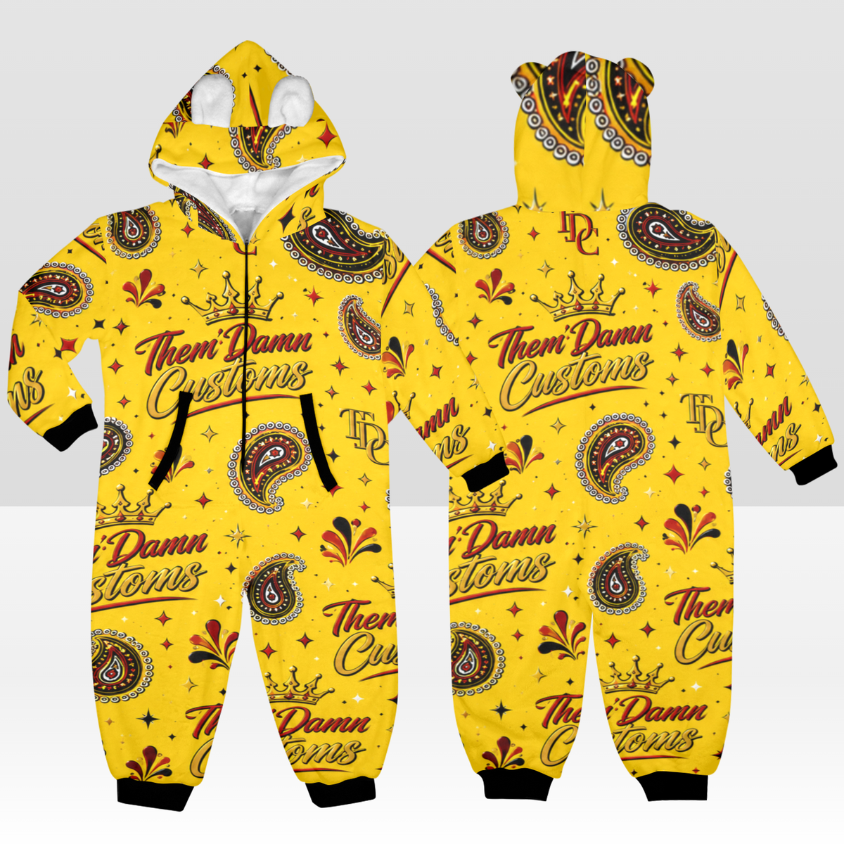 Kids One-Piece Zip Up Hooded Pajamas