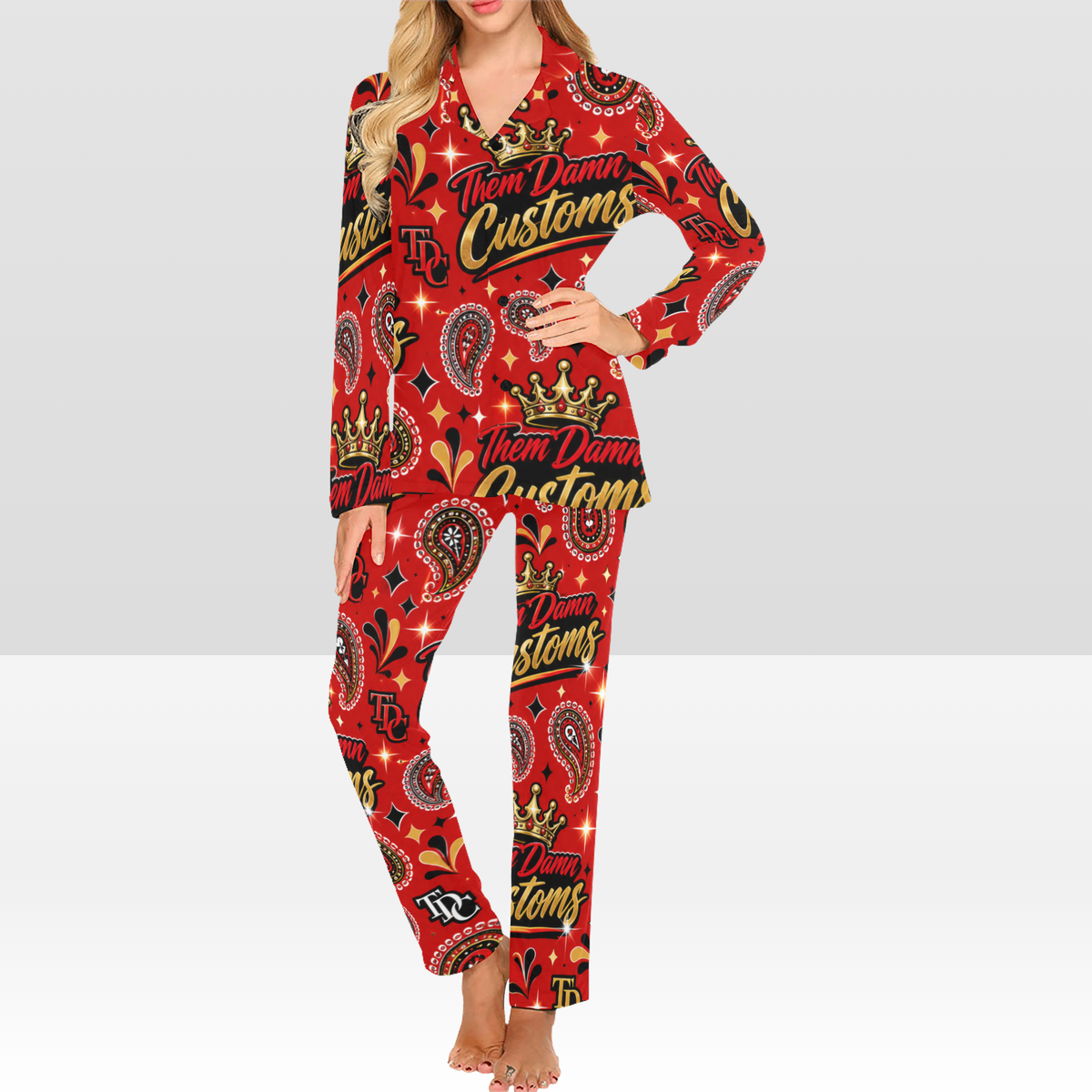 Women's Long Pajama Set (Button Down)
