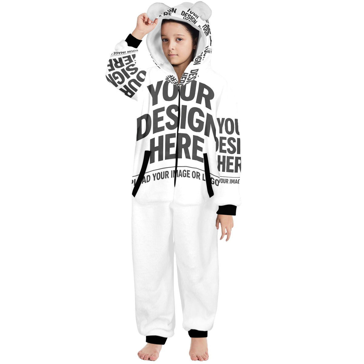 Kids One-Piece Zip Up Hooded Pajamas
