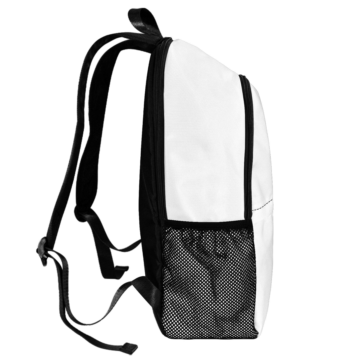 Fabric Backpack with Side Mesh Pockets (Black Straps)