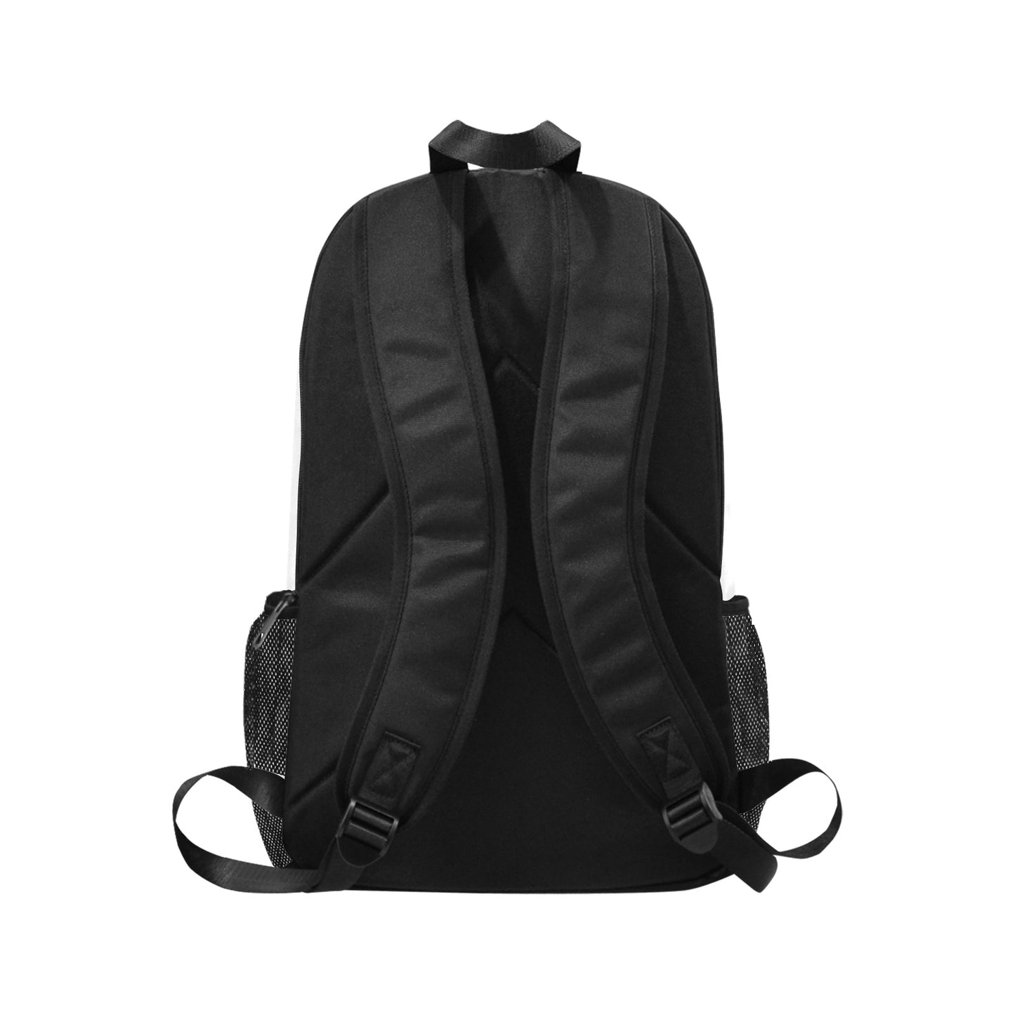 Fabric Backpack with Side Mesh Pockets (Black Straps)